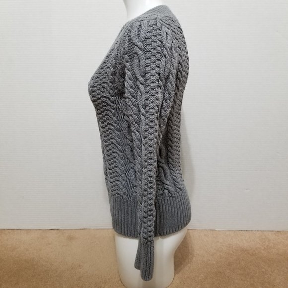 Moda International sweater Large chunky pullover v-neck cable knit cotton VS - Picture 2 of 10